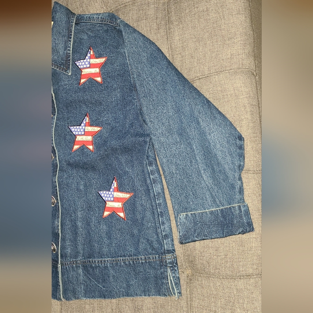 Vtg ROSETTES Americana Stars Embroidered blue cotton jacket Stars & Stripes - Picture 9 of 15
